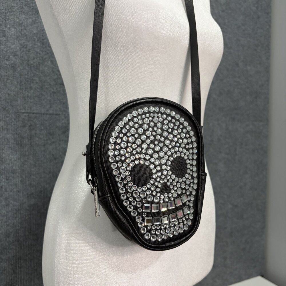 Bath & Body Works Skull Crossbody Bag Crystal Rhinestone Halloween Glam Goth Fun